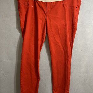 Old Navy Maternity Orange Super Skinny Low Rise Knit Panel Pants ‎ Sz XL 42X 30